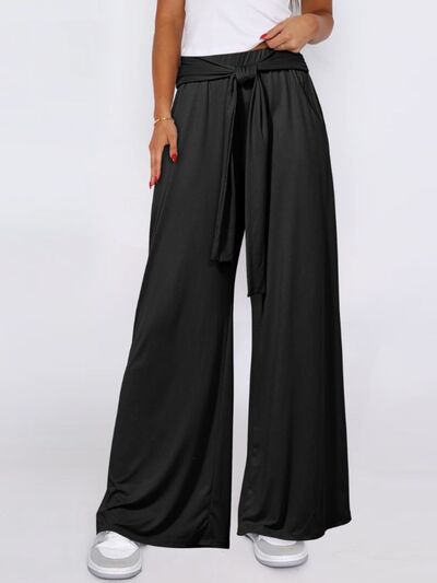 Tied Wide Leg Pants with Pockets - Pahabu - Women's Clothing & Shop