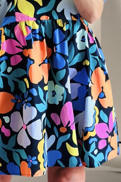 Plus Size Printed V-Neck Short Sleeve Mini Dress - Pahabu - Women's Clothing & Shop