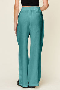 Double Take Full Size Texture Drawstring Wide Leg Pants - Pahabu - Women's Clothing & Shop