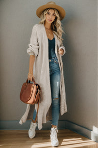 Open Front Side Slit Cardigan - Pahabu - Women's Clothing & Shop