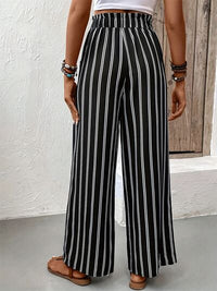 Striped High Waist Wide Leg Pants - Pahabu - Women's Clothing & Shop