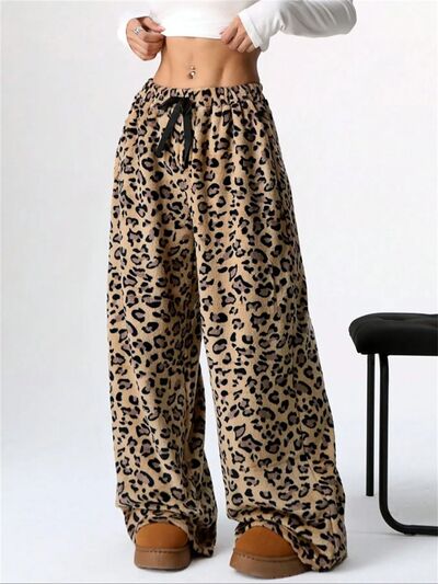 Leopard Wide Leg Plush Pants - Pahabu - Women's Clothing & Shop