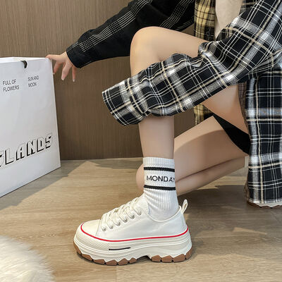 Round Toe Platform Canvas Sneakers - Pahabu - Women's Clothing & Shop