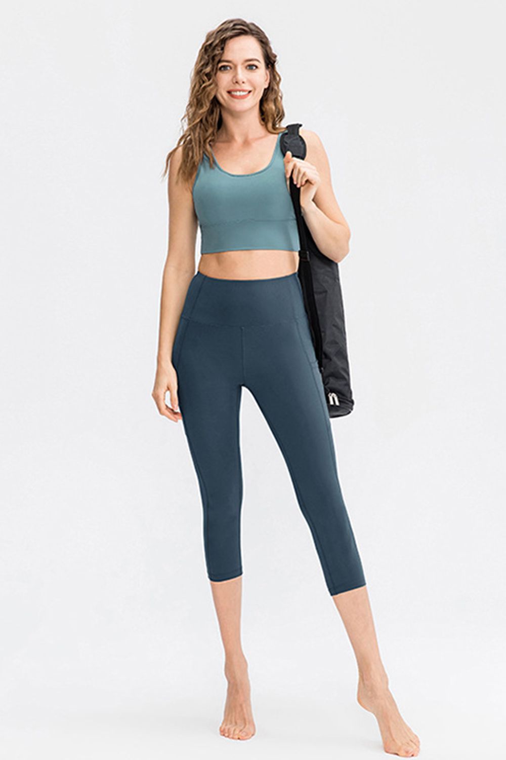 Wide Waistband Cropped Active Leggings with Pockets - Pahabu - Women's Clothing & Shop