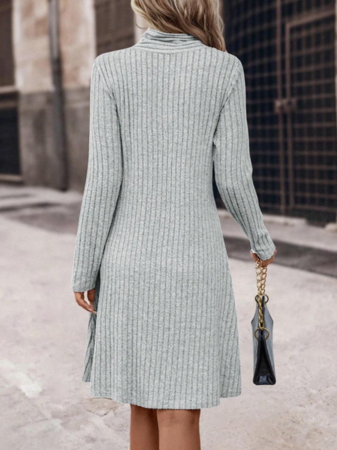 Ribbed Long Sleeve Sweater Dress - Pahabu - Women's Clothing & Shop