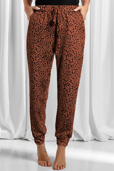 Full Size Leopard Drawstring Pocketed Pants - Pahabu - Women's Clothing & Shop