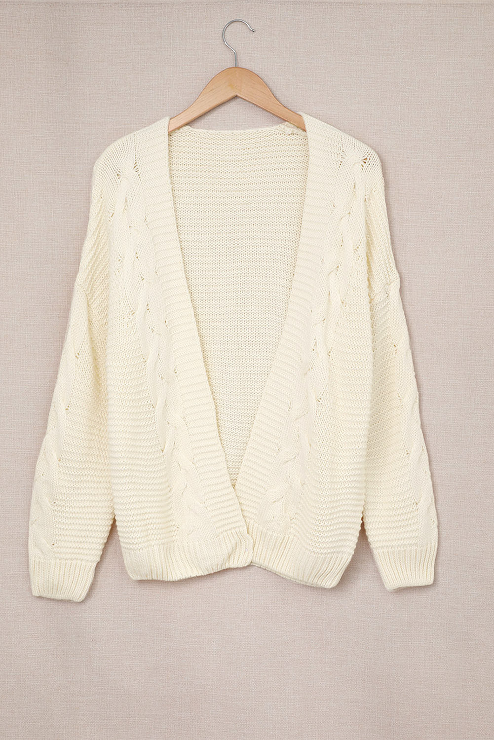 Cable-Knit Open Front Cardigan - Pahabu - Women's Clothing & Shop