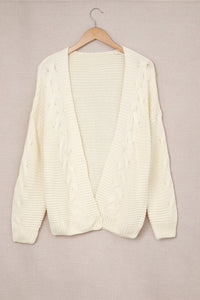 Cable-Knit Open Front Cardigan - Pahabu - Women's Clothing & Shop