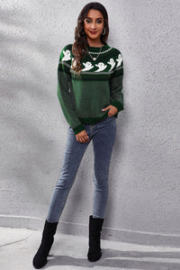 Ghost Pattern Round Neck Long Sleeve Sweater - Pahabu - Women's Clothing & Shop