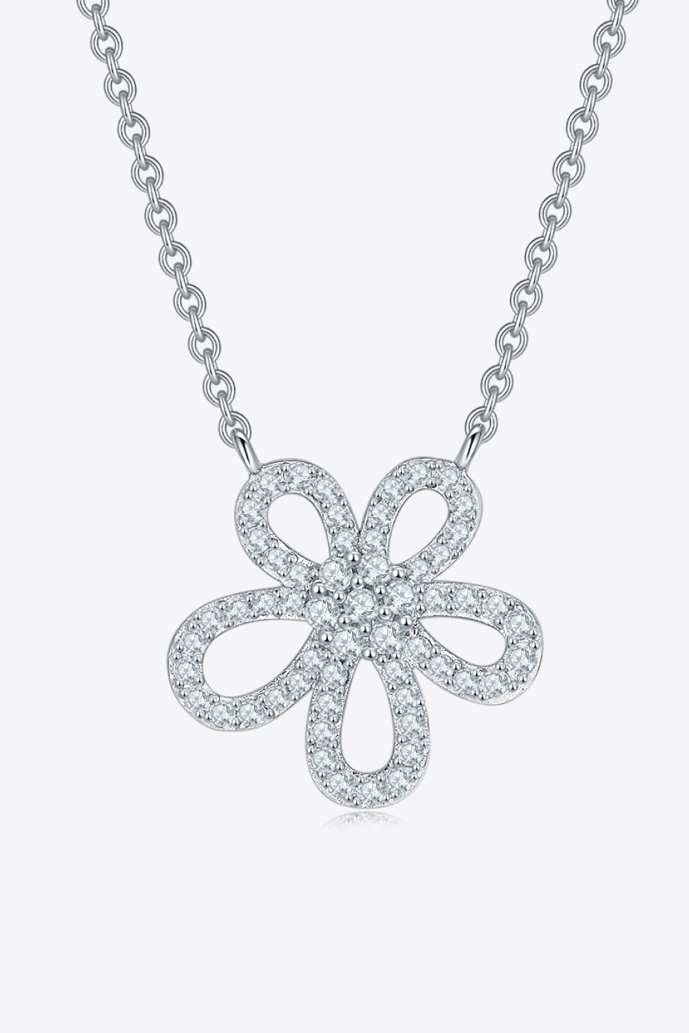 Moissanite Flower Pendant 925 Sterling Silver Necklace - Pahabu - Women's Clothing & Shop