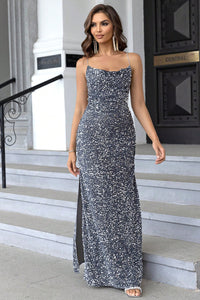 Sequin Backless Split Maxi Dress - Pahabu - Women's Clothing & Shop