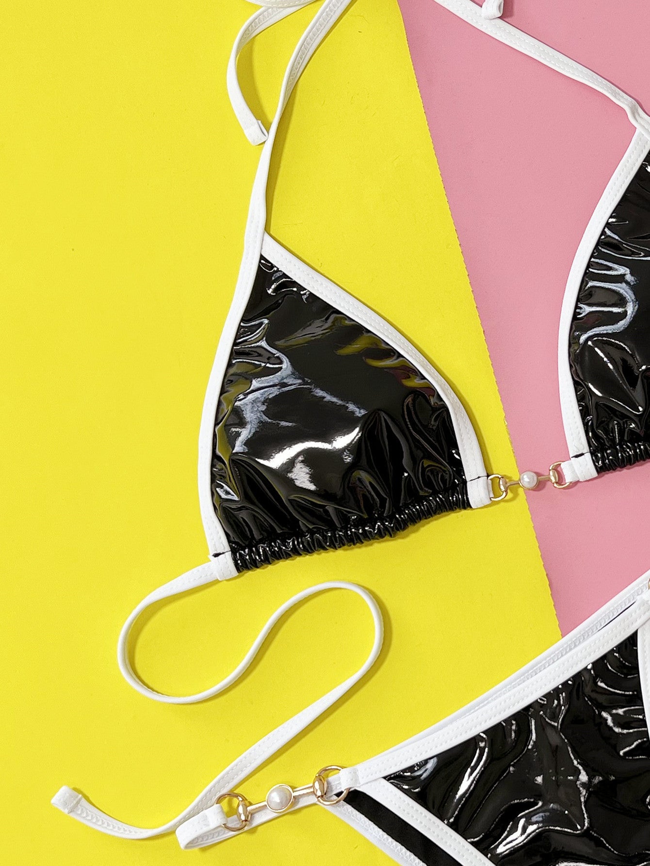 Contrast Halter Neck Two-Piece Bikini Set - Pahabu - Women's Clothing & Shop
