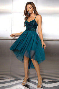 Sequin Spaghetti Strap High-Low Dress - Pahabu - Women's Clothing & Shop