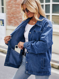 Button Up Denim Jacket with Pockets - Pahabu - Women's Clothing & Shop