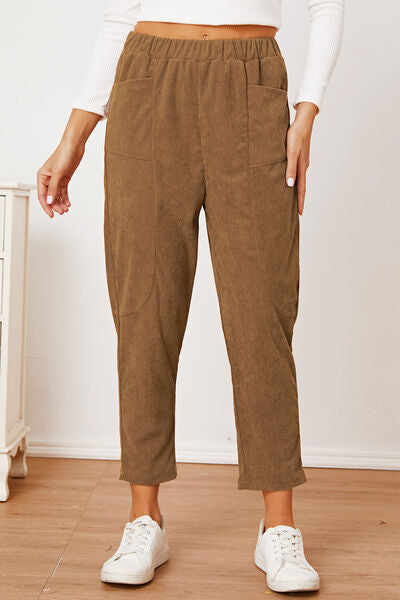Pocketed Elastic Waist Pants - Pahabu - Women's Clothing & Shop