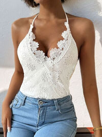 Perfee Halter Neck Lace Bodysuit - Pahabu - Women's Clothing & Shop