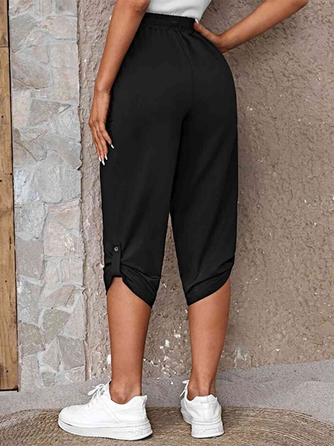 Full Size Roll-Tab Capris Pants - Pahabu - Women's Clothing & Shop