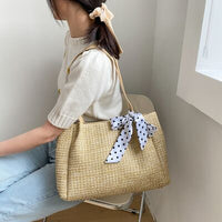 Straw Woven Leather Strap Handbag - Pahabu - Women's Clothing & Shop