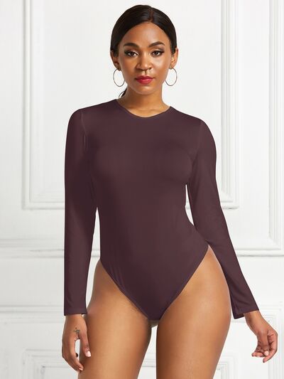 Round Neck Long Sleeve Bodysuit - Pahabu - Women's Clothing & Shop