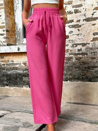 Tied High Waist Wide Leg Pants with Pockets - Pahabu - Women's Clothing & Shop