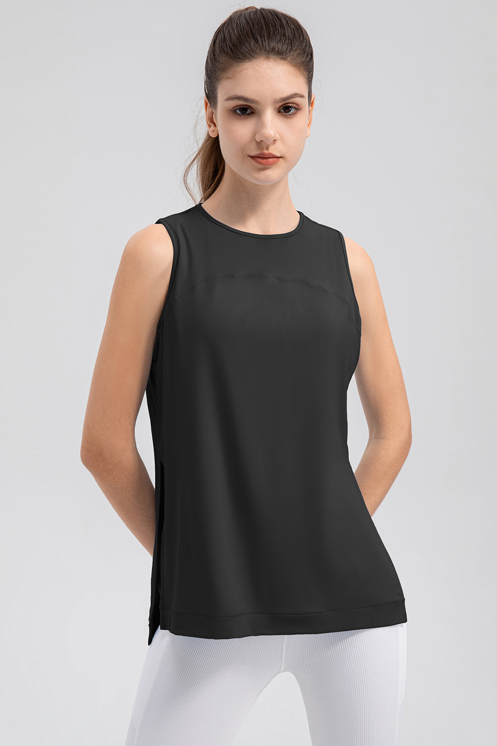 Slit Round Neck Tank - Pahabu - Women's Clothing & Shop