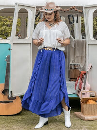 Plus Size Swiss Dot Ruffled Wide Leg Pants - Pahabu - Women's Clothing & Shop