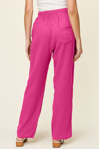 Double Take Full Size Texture Drawstring Straight Pants - Pahabu - Women's Clothing & Shop