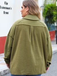 Plus Size Exposed Seam Dropped Shoulder Jacket - Pahabu - Women's Clothing & Shop