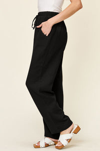 Double Take Full Size Texture Drawstring Straight Pants - Pahabu - Women's Clothing & Shop