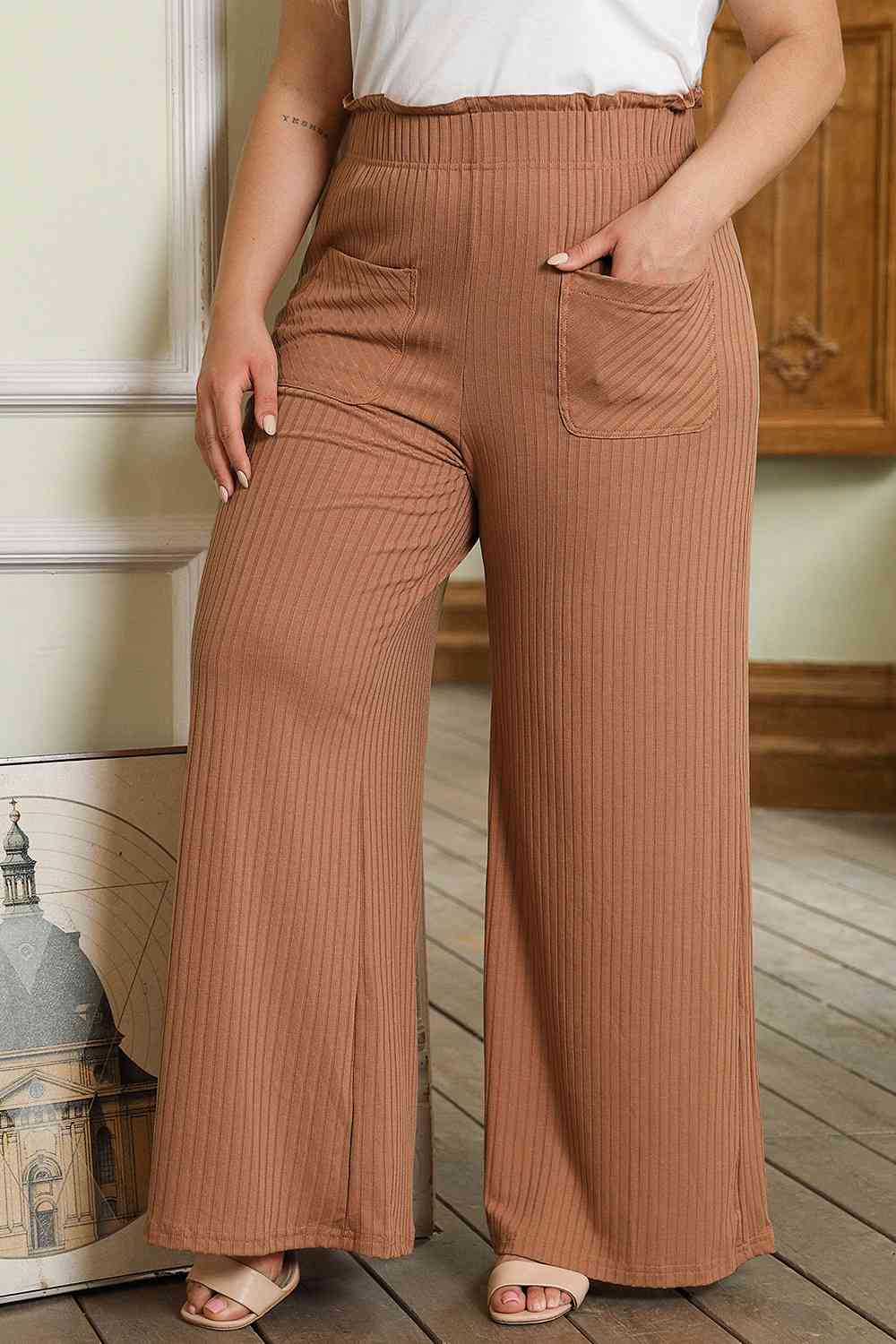 Plus Size Wide Leg Pants with Pockets - Pahabu - Women's Clothing & Shop