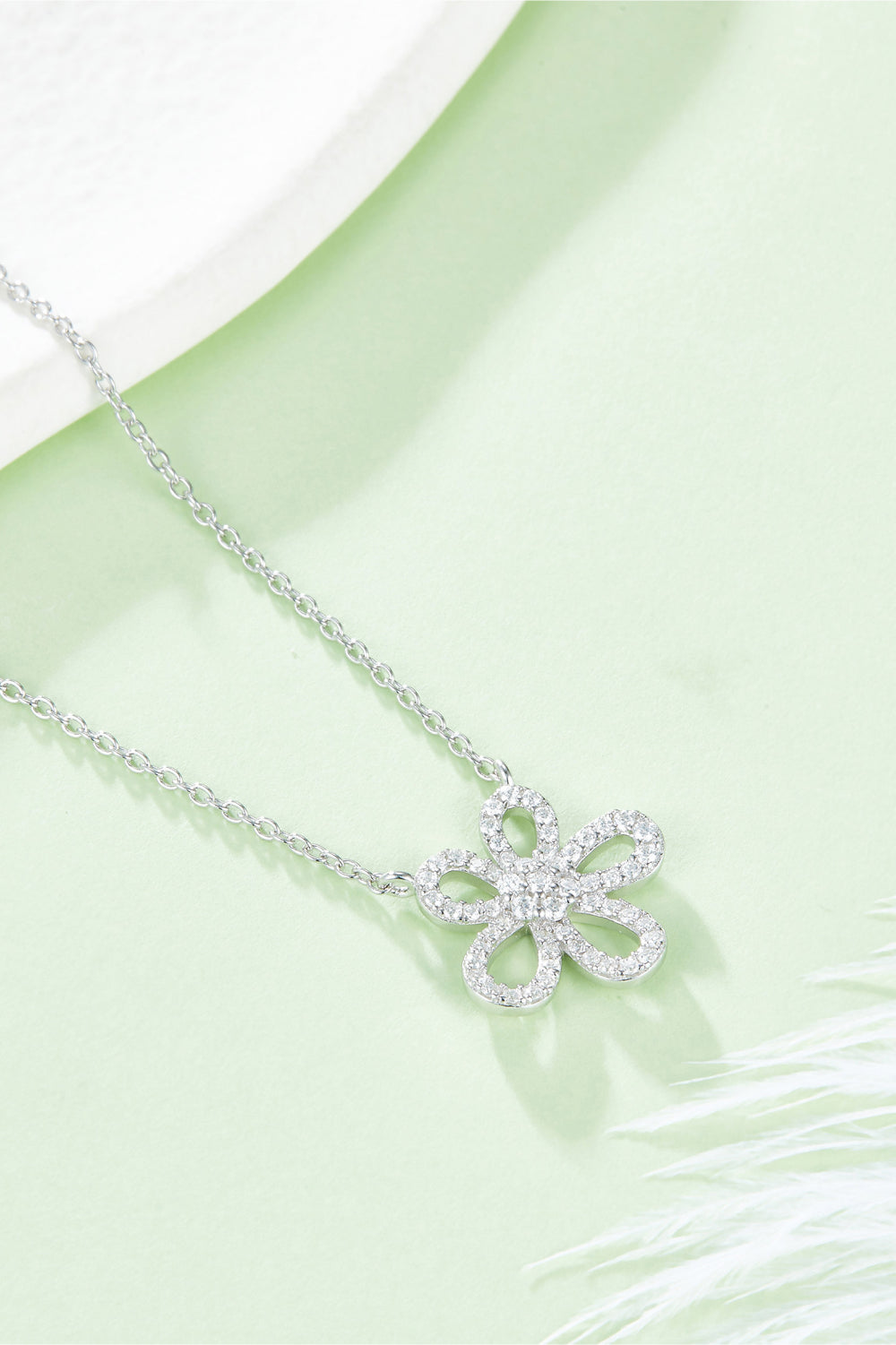 Moissanite Flower Pendant 925 Sterling Silver Necklace - Pahabu - Women's Clothing & Shop