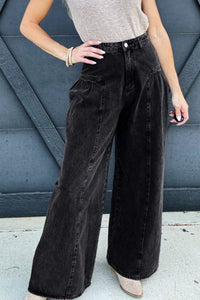 High Rise Wide Leg Jeans with Pockets - Pahabu - Women's Clothing & Shop