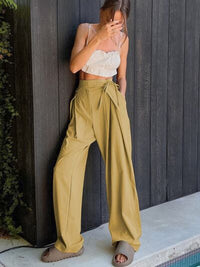 Tied High Waist Wide Leg Pants - Pahabu - Women's Clothing & Shop