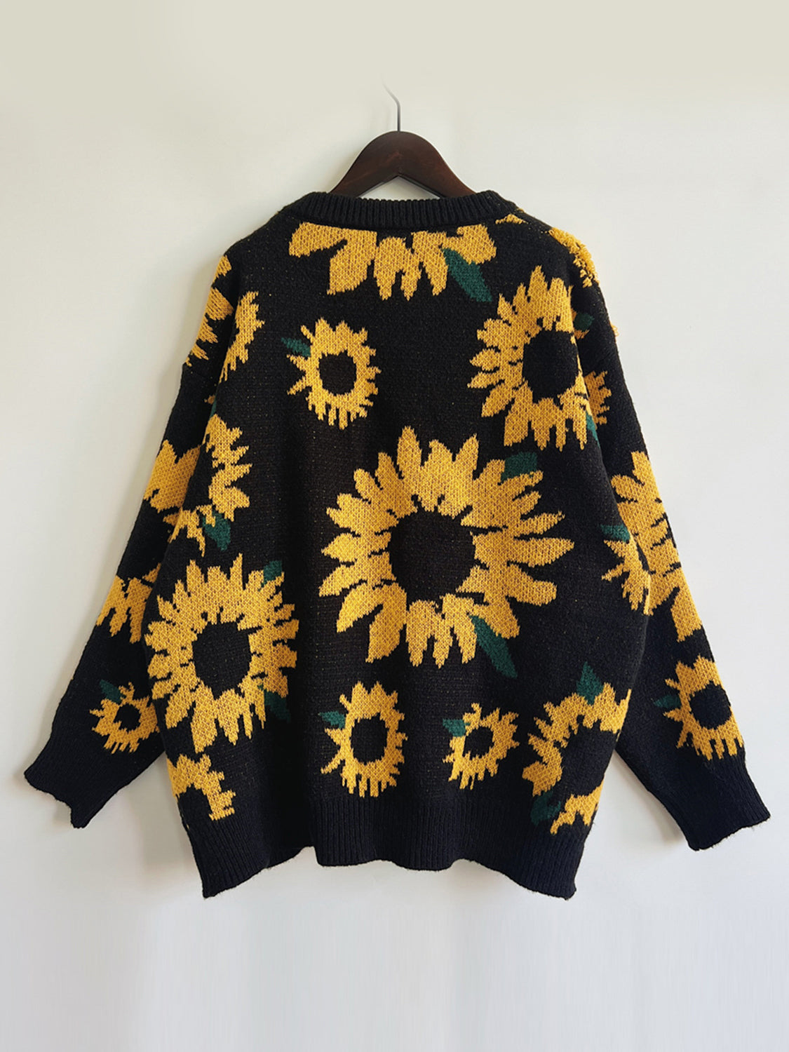 Sunflower Dropped Shoulder Long Sleeve Sweater - Pahabu - Women's Clothing & Shop