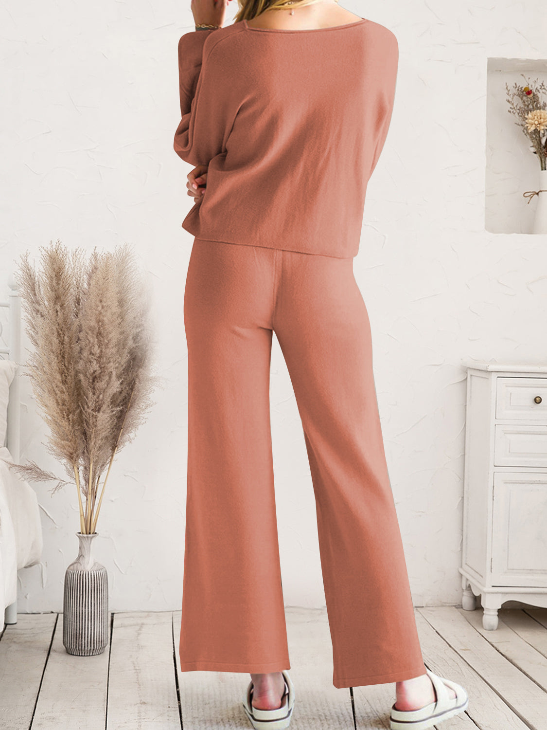 Long Sleeve Lounge Top and Drawstring Pants Set - Pahabu - Women's Clothing & Shop