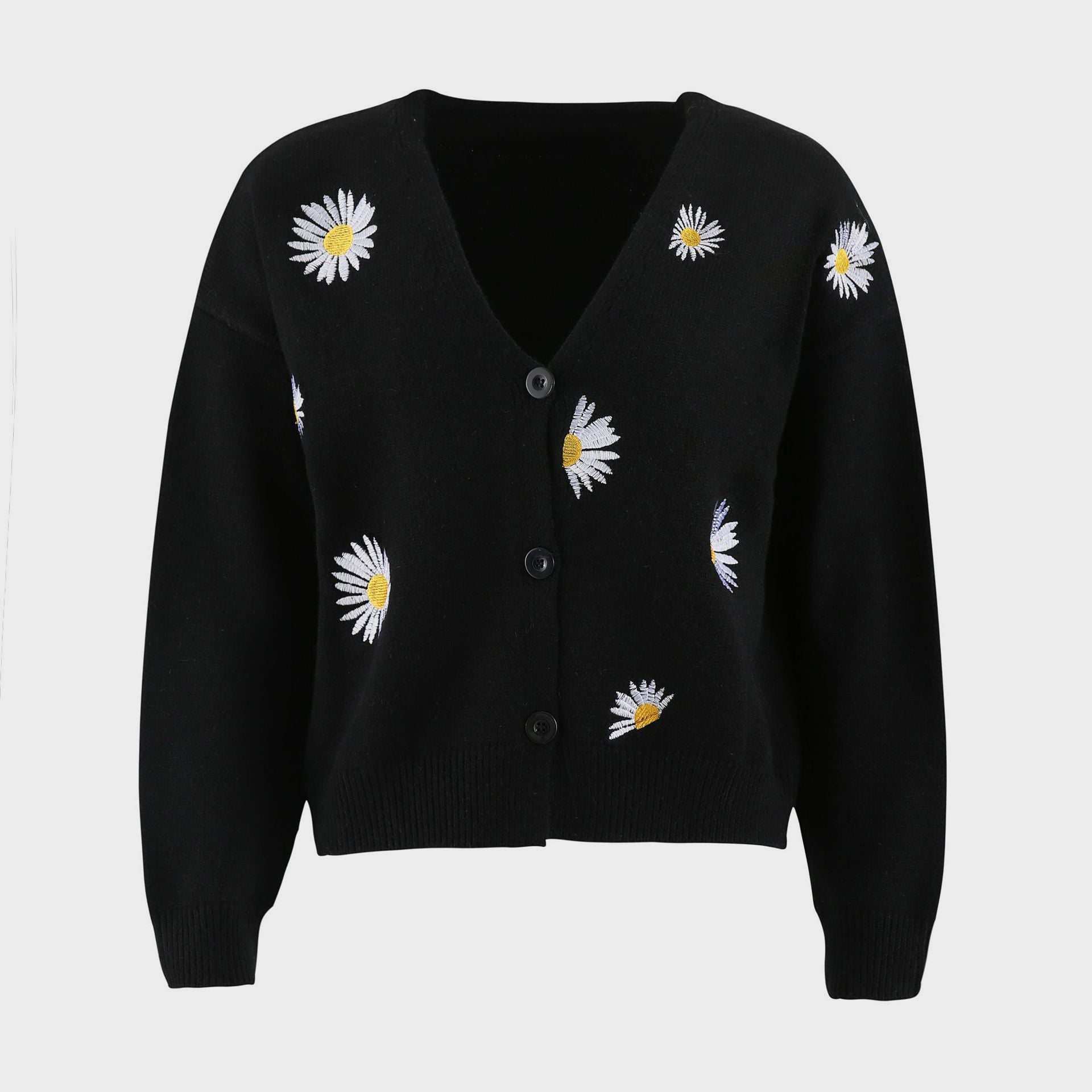 Flower Button Front Dropped Shoulder Cardigan - Pahabu - Women's Clothing & Shop
