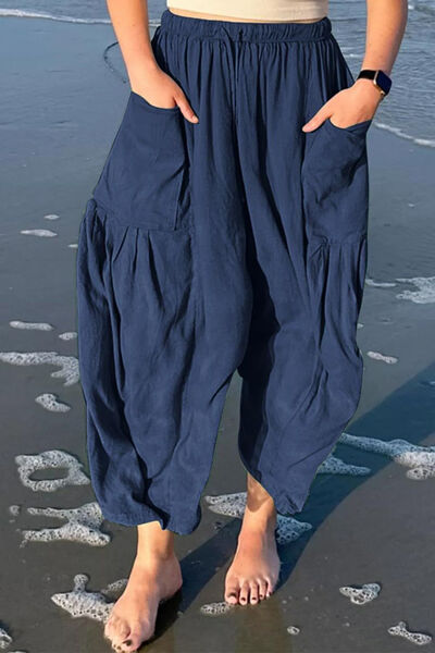 Full Size Pocketed Drawstring Wide Leg Pants - Pahabu - Women's Clothing & Shop