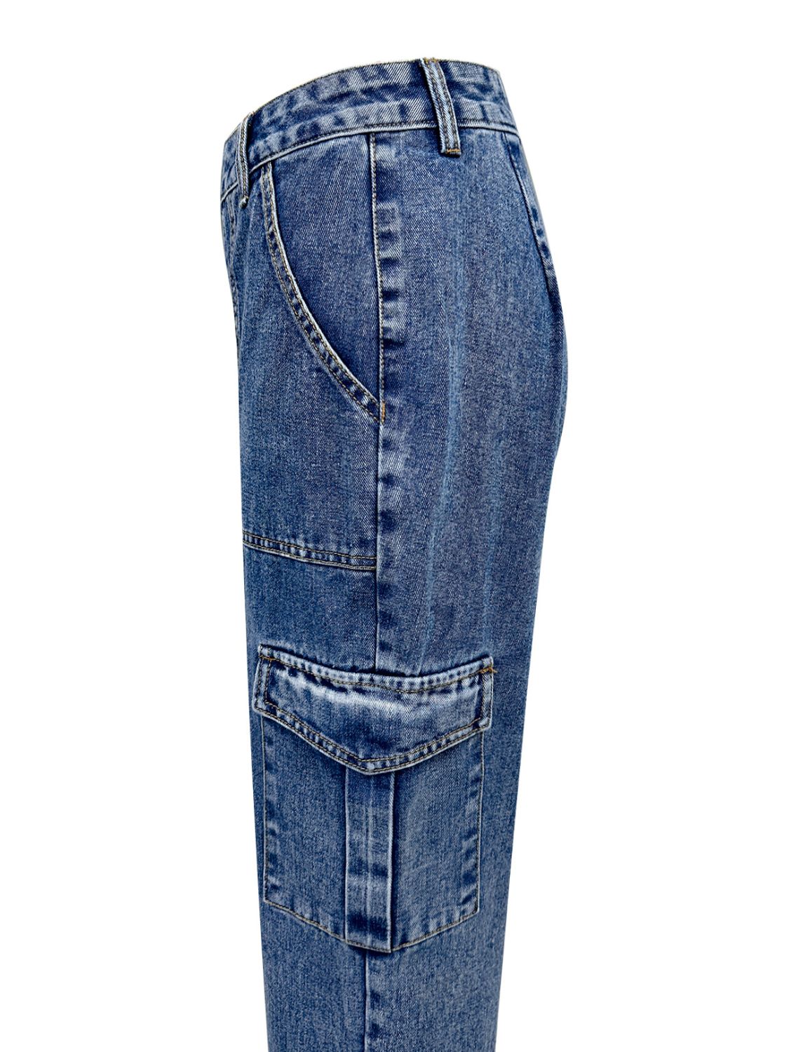 High Rise Straight Jeans with Cargo Pockets - Pahabu - Women's Clothing & Shop