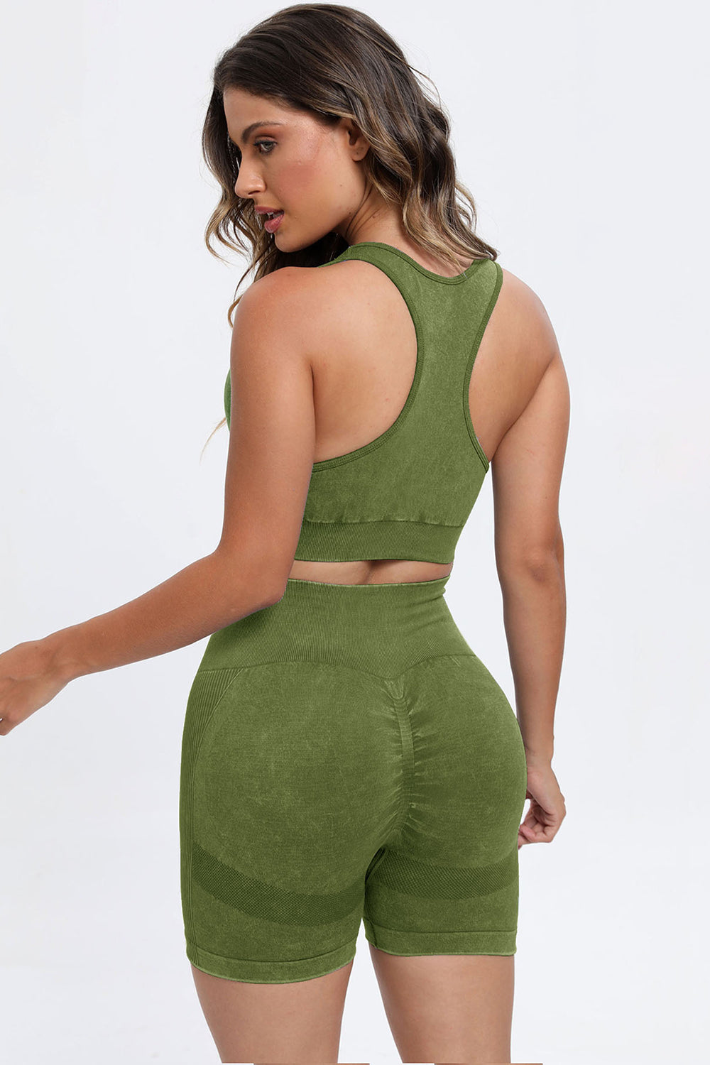 3 Piece Washed Square Neck Wide Strap Active Set - Pahabu - Women's Clothing & Shop
