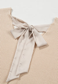 Tied Back V-Neck Long Sleeve Sweater - Pahabu - Women's Clothing & Shop
