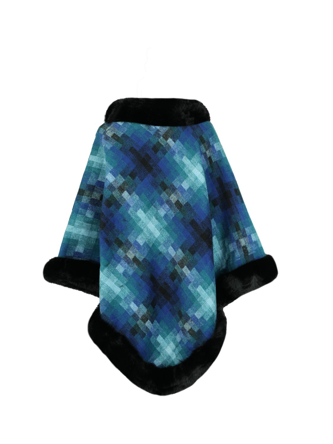 Faux Fur Trim Poncho - Pahabu - Women's Clothing & Shop