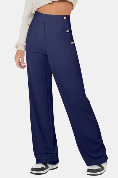 Decorative Button High Rise Pants - Pahabu - Women's Clothing & Shop