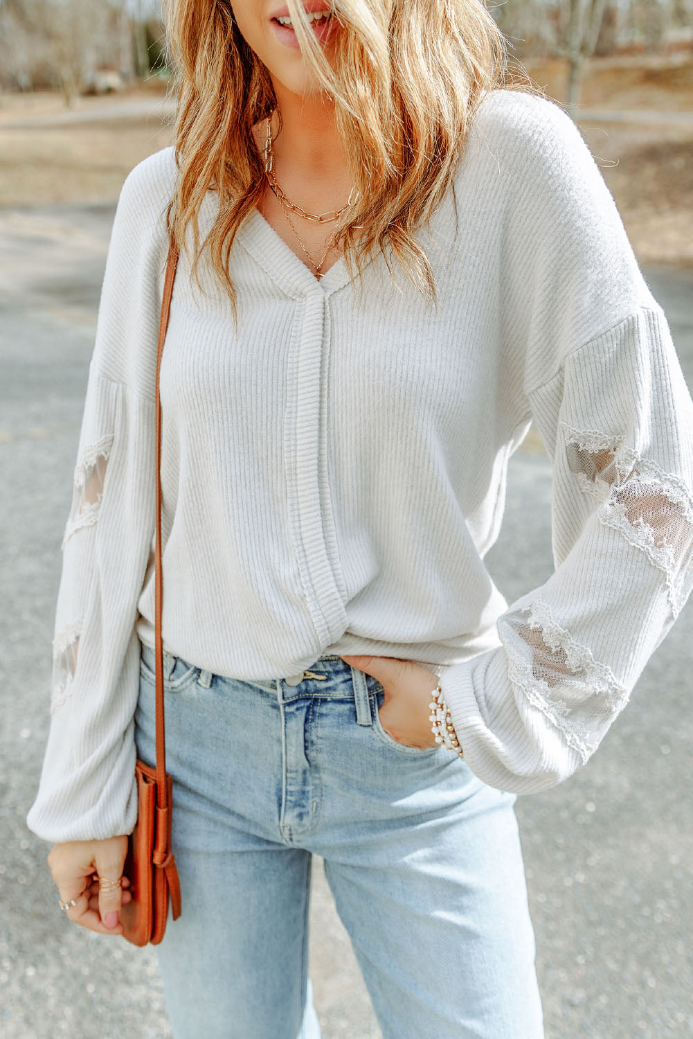 V-Neck Dropped Shoulder Blouse - Pahabu - Women's Clothing & Shop