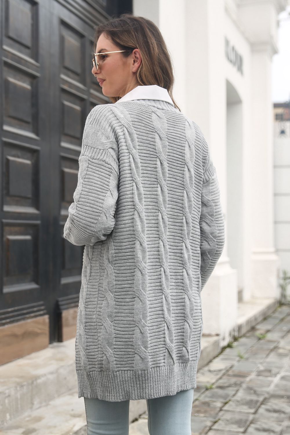 Open Front Cable-Knit Cardigan - Pahabu - Women's Clothing & Shop