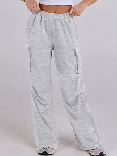 Elastic Waist Wide Leg Pants with Pockets - Pahabu - Women's Clothing & Shop