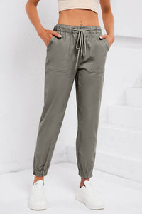Drawstring Side Zip Joggers - Pahabu - Women's Clothing & Shop
