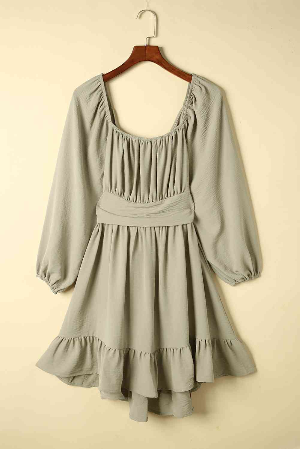 Cutout Smocked Square Neck Ruffle Hem Dress - Pahabu - Women's Clothing & Shop