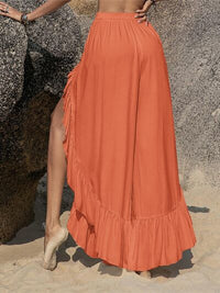 Ruffled Slit Wide Leg Pants - Pahabu - Women's Clothing & Shop