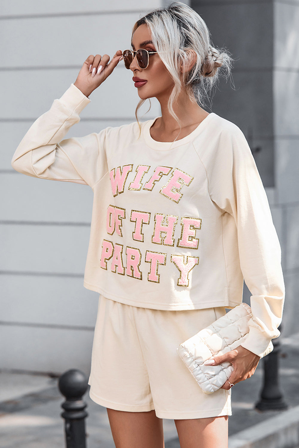 WIFE OF THE PARTY Round Neck Top and Shorts Set - Pahabu - Women's Clothing & Shop