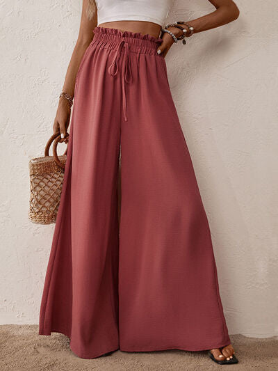 Perfee Frill Tied Wide Leg Pants - Pahabu - Women's Clothing & Shop